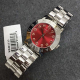 Marc Jacobs Amy Red Dial Silver Steel Strap Watch for Women - MBM3333 Authentic Buy Shop Now