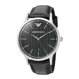 Emporio Armani Renato Analog Black Dial Black Leather Strap Watch For Men - AR8035 Authentic Buy Shop Now