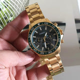 Fossil Bannon Multifunction Chronograph Green Dial Gold Steel Strap Watch for Men - BQ2493 Authentic Buy Shop Now