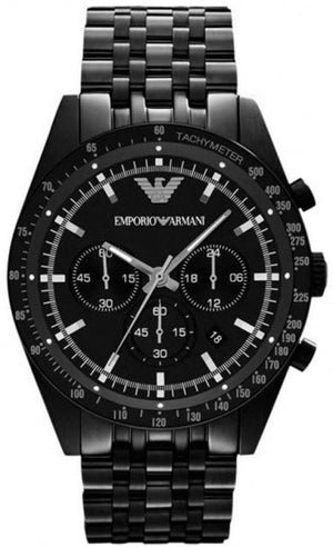 Emporio Armani Tazio Chronograph Black Dial Black Steel Strap Watch For Men - AR5989 Authentic Buy Shop Now