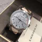 Burberry The City Nova White Dial Checked Brown Leather Strap Watch for Men - BU9357 Authentic Buy Shop Now