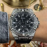 Guess Baguette Crystals Black Dial Black Silicone Strap Watch For Men - GW0208G1 Authentic Buy Shop Now