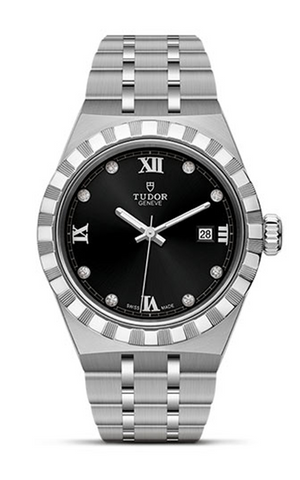 Tudor Royal Automatic Diamonds Black Dial Silver Steel Strap Watch for Men - M28600-0004 Authentic Buy Shop Now