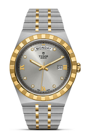 Tudor Royal Diamonds Automatic Grey Dial Two Tone Steel Strap Watch for Men - M28603-0002 Authentic Buy Shop Now