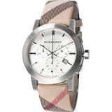 Burberry The City Nova White Dial Checked Brown Leather Strap Watch for Men - BU9357 Authentic Buy Shop Now
