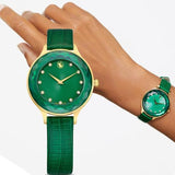 Swarovski Octea Nova Crystals Green Dial Green Leather Strap Watch for Women - 5650005 Authentic Buy Shop Now