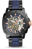 Fossil Modern Machine Automatic Skeleton Blue Dial Two Tone Steel Strap Watch for Men - ME3133 Authentic Buy Shop Now