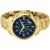 Maserati Successo Chronograph Blue Dial Gold Steel Strap Watch For Men - R8873621021 Authentic Buy Shop Now
