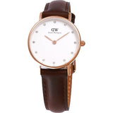 Daniel Wellington Classy Bristol White Dial Brown Leather Strap Watch For Women - DW00100062 Authentic Buy Shop Now