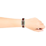 Gucci G Frame Quartz Green & Red Mother of Pearl Dial Multicolor Leather Strap Watch For Women - YA147408 Authentic Buy Shop Now