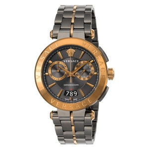 Versace Aion Chronograph Black Dial Grey Steel Strap Watch for Men - VBR050017 Authentic Buy Shop Now