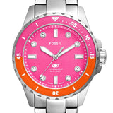 Fossil Blue Dive Analog Pink Dial Silver Steel Strap Watch For Women - ES5351 Authentic Buy Shop Now