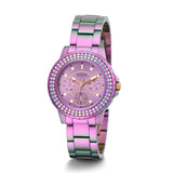 Guess Crown Jewel Diamonds Purple Dial Purple Steel Strap Watch for Women - GW0410L4 Authentic Buy Shop Now