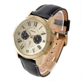 Fossil Grant Chronograph White Dial Black Leather Strap Watch for Men - FS5272 Authentic Buy Shop Now