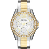 Fossil Riley White Dial Two Tone Steel Strap Watch for Women - ES3204 Authentic Buy Shop Now