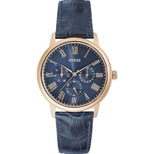 Guess Analog Blue Dial Blue Leather Strap Watch For Men - W0496G4 Authentic Buy Shop Now