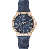 Guess Analog Blue Dial Blue Leather Strap Watch For Men - W0496G4 Authentic Buy Shop Now