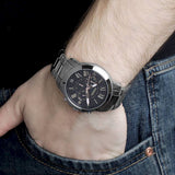 Fossil Grant Chronograph Black Dial Silver Steel Strap Watch for Men - FS4994 Authentic Buy Shop Now