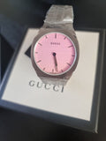Gucci 25H Quartz Pink Dial Silver Steel Strap Watch for Women - YA163410 Authentic Buy Shop Now