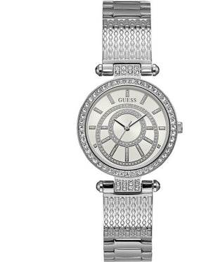 Guess Muse Quartz White Dial Silver Steel Strap Watch For Women - W1008l1 Authentic Buy Shop Now