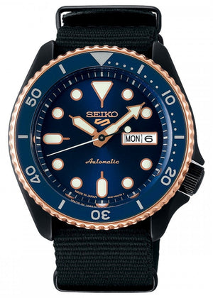 Seiko 5 Sports Automatic Blue Dial Black NATO Strap Watch for Men - SBSA098 Authentic Buy Shop Now