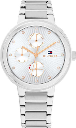 Tommy Hilfiger Joy Chronograph Silver Dial Silver Steel Strap Watch For Women - 1782532 Authentic Buy Shop Now