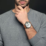 Diesel Mega Chief Chronograph White Dial Brown Leather Strap Watch For Men - DZ4280 Authentic Buy Shop Now