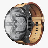 Diesel Mr. Daddy 2.0 Chronograph Grey Dial Brown Leather Strap Watch For Men - DZ7406 Authentic Buy Shop Now