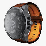 Diesel Mr Daddy Chronograph Grey Dial Brown Leather Strap Watch For Men - DZ7413 Authentic Buy Shop Now