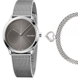 Calvin Klein Minimal Black Dial Silver Mesh Bracelet Watch for Women - K3M22123 Authentic Buy Shop Now
