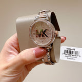 Michael Kors Sofie Crystals Glitz Rose Gold Dial Two Tone Steel Strap Watch For Women - MK4446 Authentic Buy Shop Now