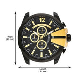 Diesel Mega Chief Chronograph Black Dial Black Steel Strap Watch For Men - DZ4338 Authentic Buy Shop Now