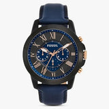 Fossil Grant Chronograph Black Dial Blue Leather Strap Watch for Men - FS5061 Authentic Buy Shop Now