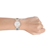 Michael Kors Parker Chronograph White Dial Two Tone Leather Strap Watch For Women - MK6950 Authentic Buy Shop Now