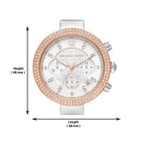 Michael Kors Parker Chronograph White Dial Two Tone Leather Strap Watch For Women - MK6950 Authentic Buy Shop Now