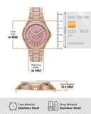 Michael Kors Lennox Three Hand Crystals Rose Gold Dial Rose Gold Steel Strap Watch For Women - MK6992 Authentic Buy Shop Now