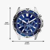 Fossil Garrett Chronograph Blue Dial Silver Steel Strap Watch for Men - FS5623 Authentic Buy Shop Now