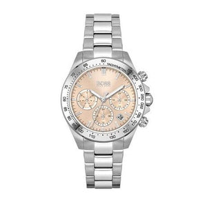 Hugo Boss Novia Pink Dial Silver Steel Strap Watch for Women - 1502615 Authentic Buy Shop Now