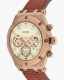 Guess Analog Multifunction White Dial Brown Leather Strap Watch for Men - GW0262G3 Authentic Buy Shop Now