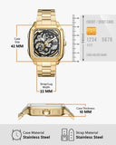 Fossil Inscription Automatic Skeleton Black Dial Gold Steel Strap Watch for Men - BQ2573 Authentic Buy Shop Now