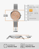 Fossil Jacqueline Three Hand Pink Dial Silver Mesh Strap Watch for Women - ES5089 Authentic Buy Shop Now