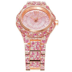 Michael Kors Raquel Three-Hand Crystals Pink Dial Rose Gold Steel Strap Watch For Women - MK7343 Authentic Buy Shop Now