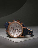 Fossil Original Boyfriend Chronograph White Dial Navy Blue Leather Strap Watch for Women - ES3838 Authentic Buy Shop Now