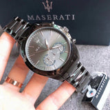 Maserati Traguardo Gun Metal Dial Grey Steel Strap Watch For Men - R8873612002 Authentic Buy Shop Now