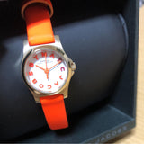 Marc Jacobs Henry Dinky White Dial Orange Leather Strap Watch for Women - MBM1236 Authentic Buy Shop Now