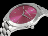 Michael Kors Slim Runway Quartz Pink Dial Silver Steel Strap Watch For Women - MK3291 Authentic Buy Shop Now