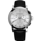 Burberry The City Chronograph White Dial Black Leather Strap Watch for Men - BU9355 Authentic Buy Shop Now