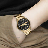 Armani Exchange Hampton Chronograph Black Dial Gold Steel Strap Watch For Men - AX2122 Authentic Buy Shop Now
