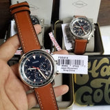 Fossil Goodwin Chronograph Blue Dial Brown Leather Strap Watch for Men - FS5414 Authentic Buy Shop Now
