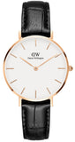 Daniel Wellington Petite Reading White Dial Black Leather Strap Watch For Women - DW00100173 Authentic Buy Shop Now